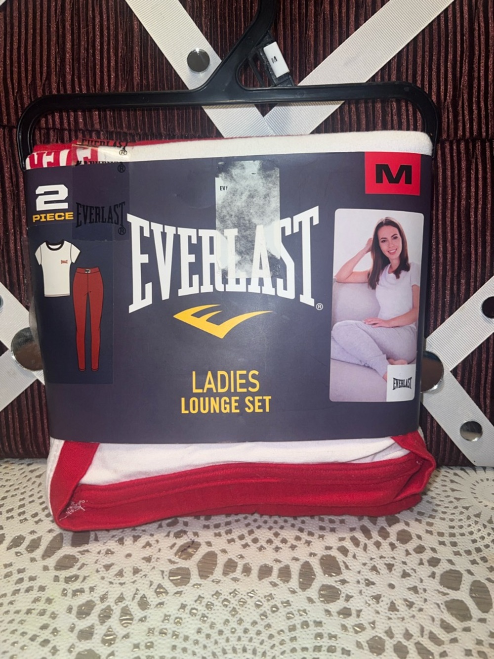Everlast Women’s Lounge Set in White and Red Trim